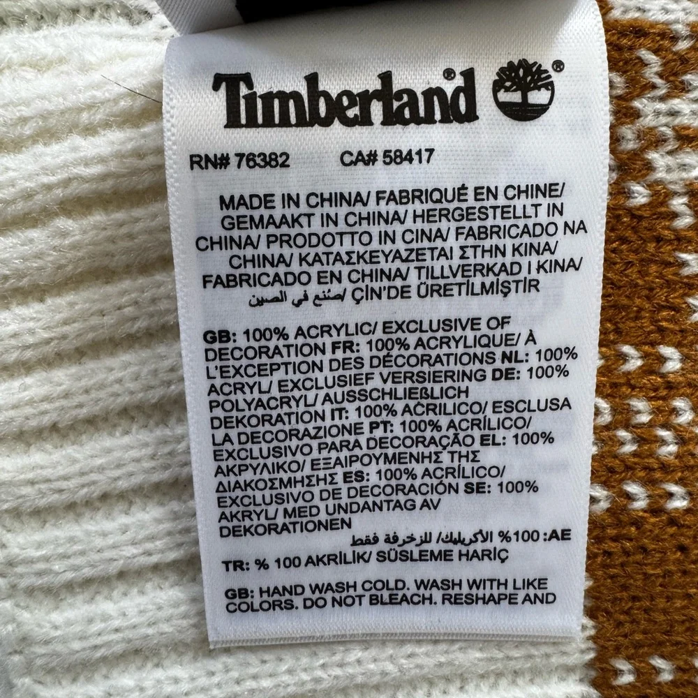 NWT Timberland Tan Buffalo Plaid Scarf 64x10 Adult Size Brown Check Winter Warm